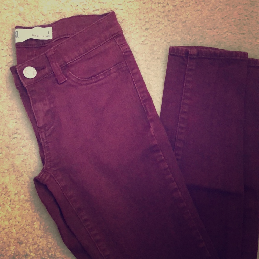 maroon jeans